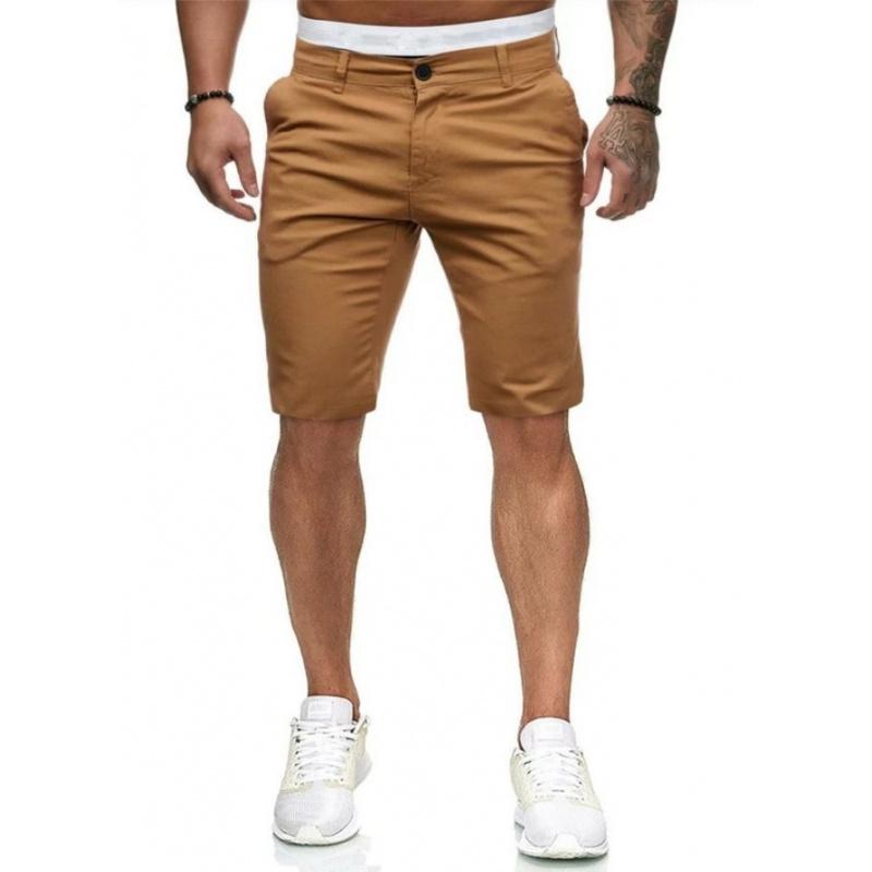 New Men Casual Fashion Solid Color Simple Slim Straight Shorts For Young Men