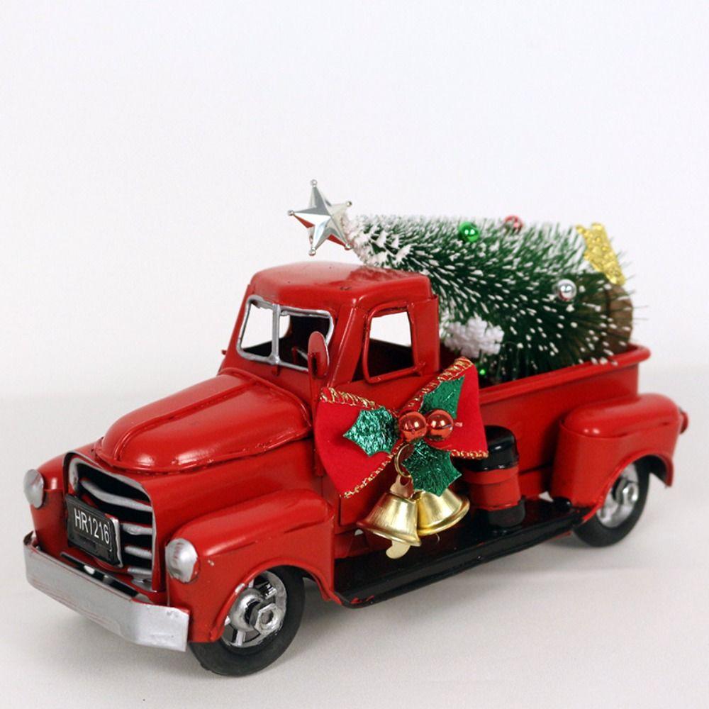 DIY Decor Farm Truck Model Red Red Metal Truck Toy Retro Christmas Truck  Christmas