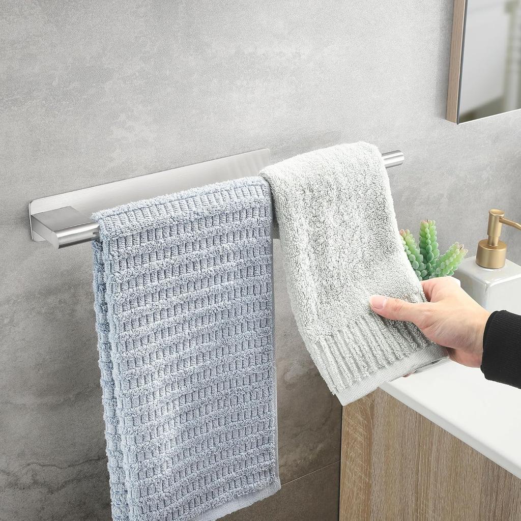 39cm Bathroom Towel Rail Without Drill Adhesive Towel Hanger Stainless Steel Wall-mounted Towel Holder for Bathroom Kitchen