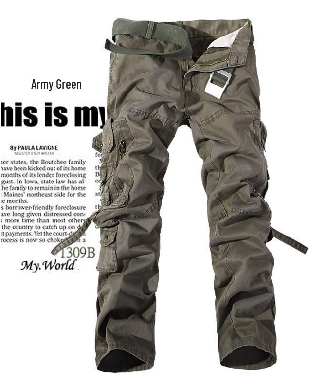 Herren Casual Multi-Pocket Washed Arbeitshose, Übergröße, Outdoor-Stil, Europäisches und Amerikanisches Design