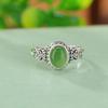 Adjustable Vintage-Inspired Oval Jade-Look Ring Women Men Geometric Boho Statement Jewelry