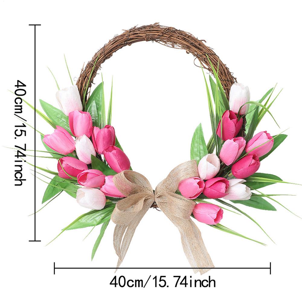 Spring Wreaths for Front Door Artificial Floral Decor Spring Flower Wreath for Living Room Bedroom Indoor Outdoor Home Window