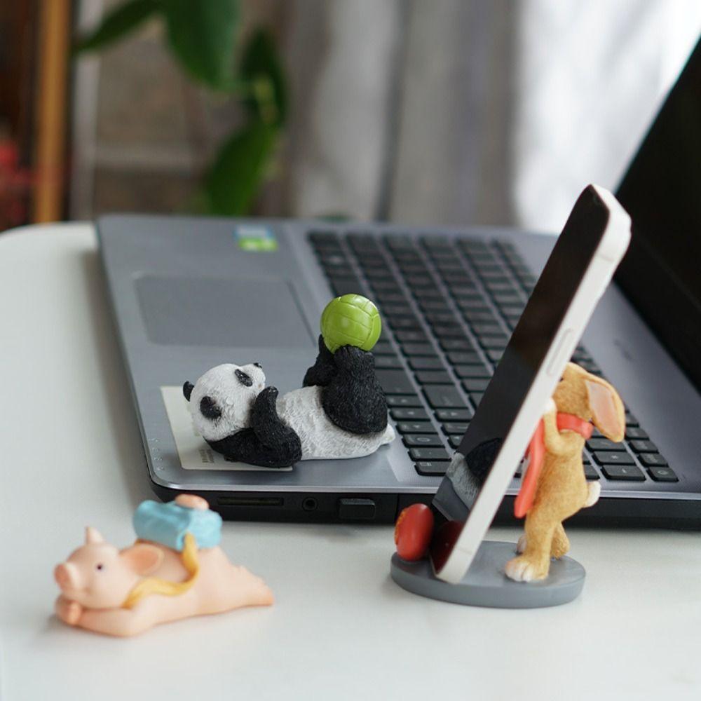 Animal Figurines Panda Desk Mobile Phone Holder Ornament Pig Backpack Model Toy  Phone Accessories