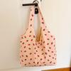 Versatile Corduroy Printed Tote Bag Spring New Storage Bag Large Capacity Shoulder Bag Women's Shopping Bag