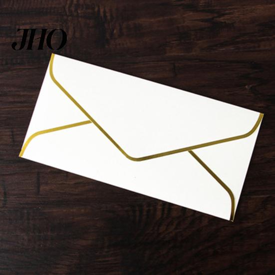 Enveloppes d'invitation de fête 10 pièces Bordure dorée Rabat en V Scellage rapide Vintage Luxe Bureau Vérification Lettre Envoi Anniversaire Salutation Remise des diplômes Mariage Kit