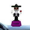 Car Dash Decorations Solar Skull Dashboard Ornaments for Car Halloween Theme Automotive Interior Supplies Spooky Skull Statue