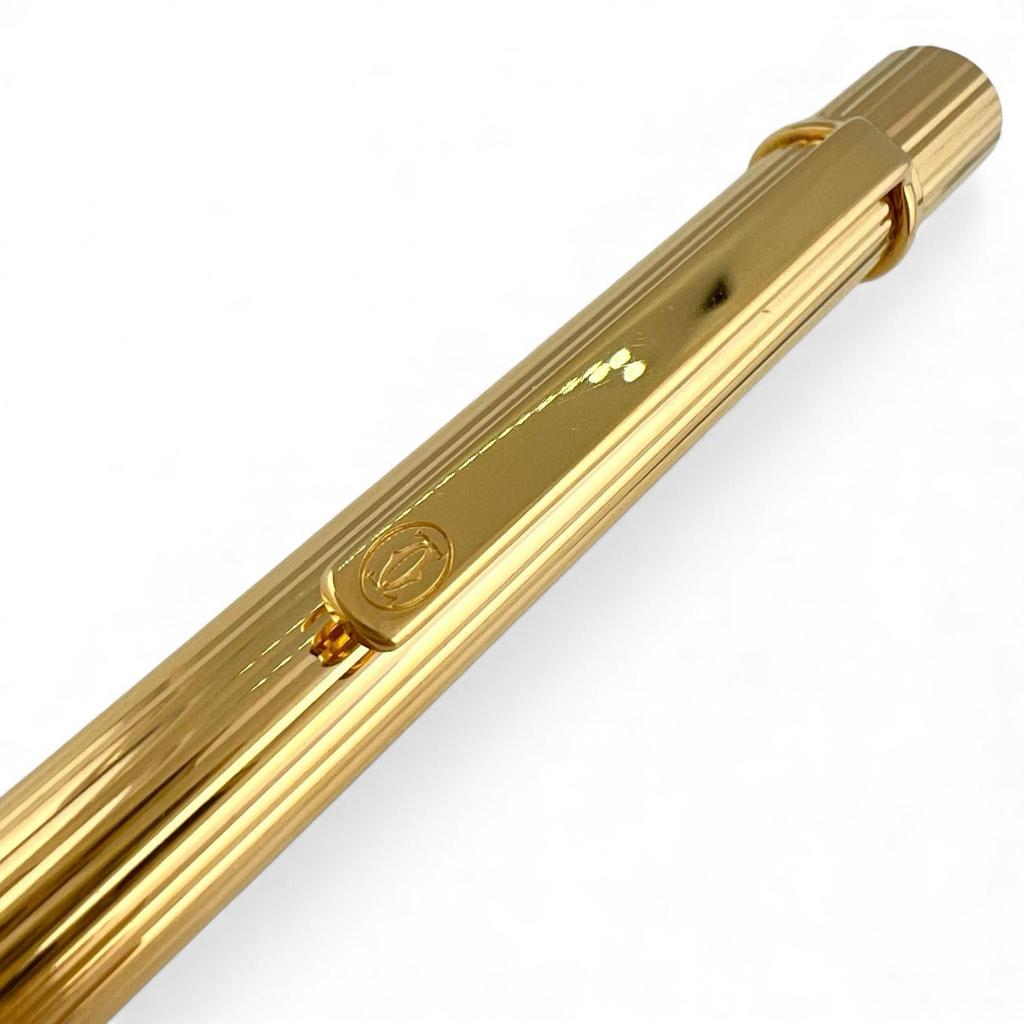 Great Cartier Ballpoint pen Striped Pattern gold mens Used