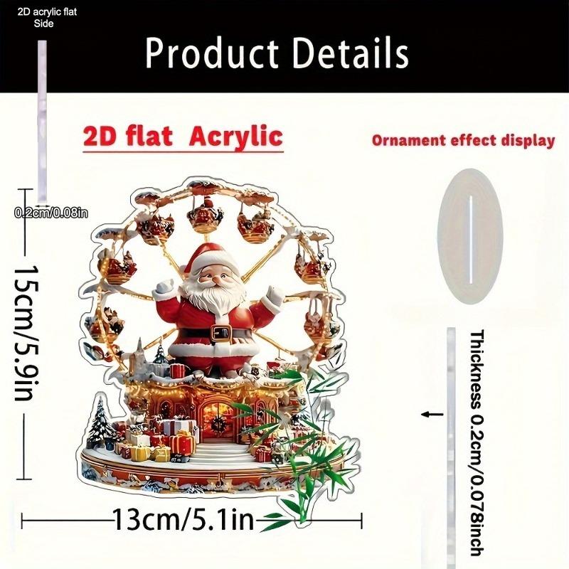 2D FlatBohemian Santa Claus Acrylic Desktop Decoration, Snowy Scene, Suitable for wall decoration, porch, room, villa, accents Home, Hallway, or Workp