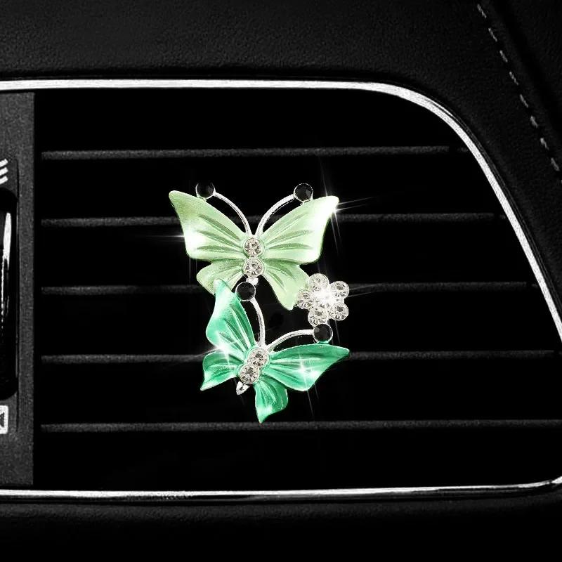 Car Air Conditioning Outlet Perfume Decoration Clip Dual-color Double Butterfly Car Interior Air Purification Decoration Clip