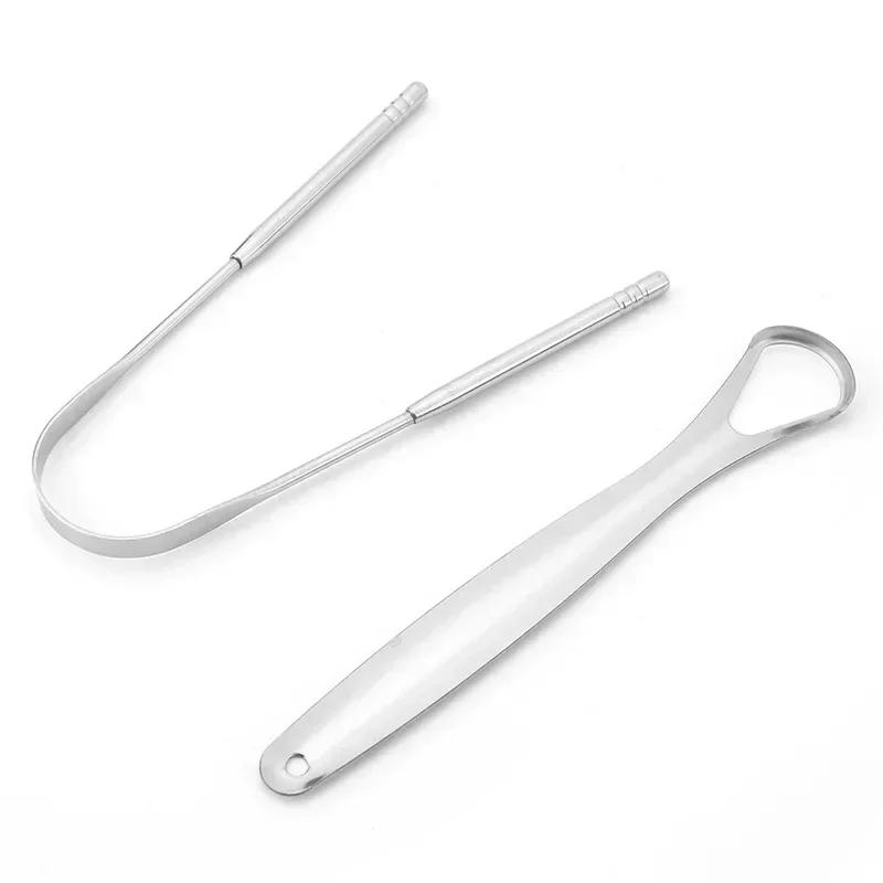 Non-Slip Handle Tongue Scraper Reusable Stainless Steel Portable Tongue Cleaner for Oral Hygiene