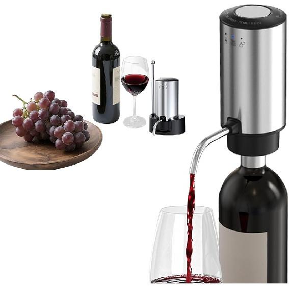 Wine Aerator Electric Wine Decanter Automatic Wine Aerator, Wine Dispenser Wine pourer with USB Rechargeable,Wine Lover for women&Men(Black-ABS) серебряный