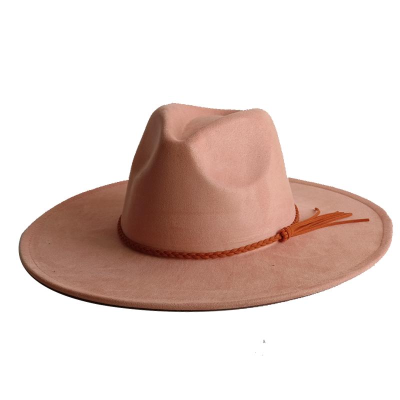Khaki Suede Hat Wide Brim New Fedora Hat Men Women Autumn Winter Felt Hats Classic Church Fedoras Chapeau Sombrer