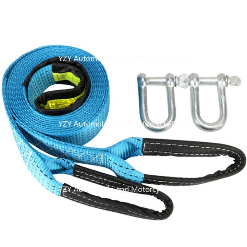 5M 8Tons Car Towing Rope Strape Cable With U Hooks Shackle High Strength Nylon With Reflective Light For Car Truck Trailer SUV