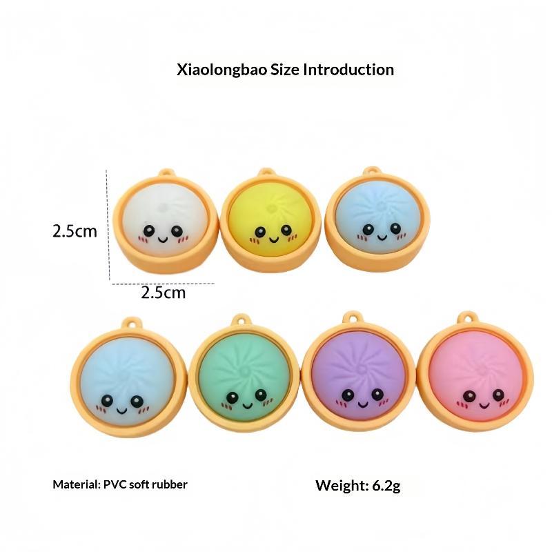 Lustige Baozi Knödel Schlüsselanhänger 6er Pack mit Dampfkorb Zufällige Farbe Neuheit Schlüsselanhänger für Reisetasche Dekor Geschenke
