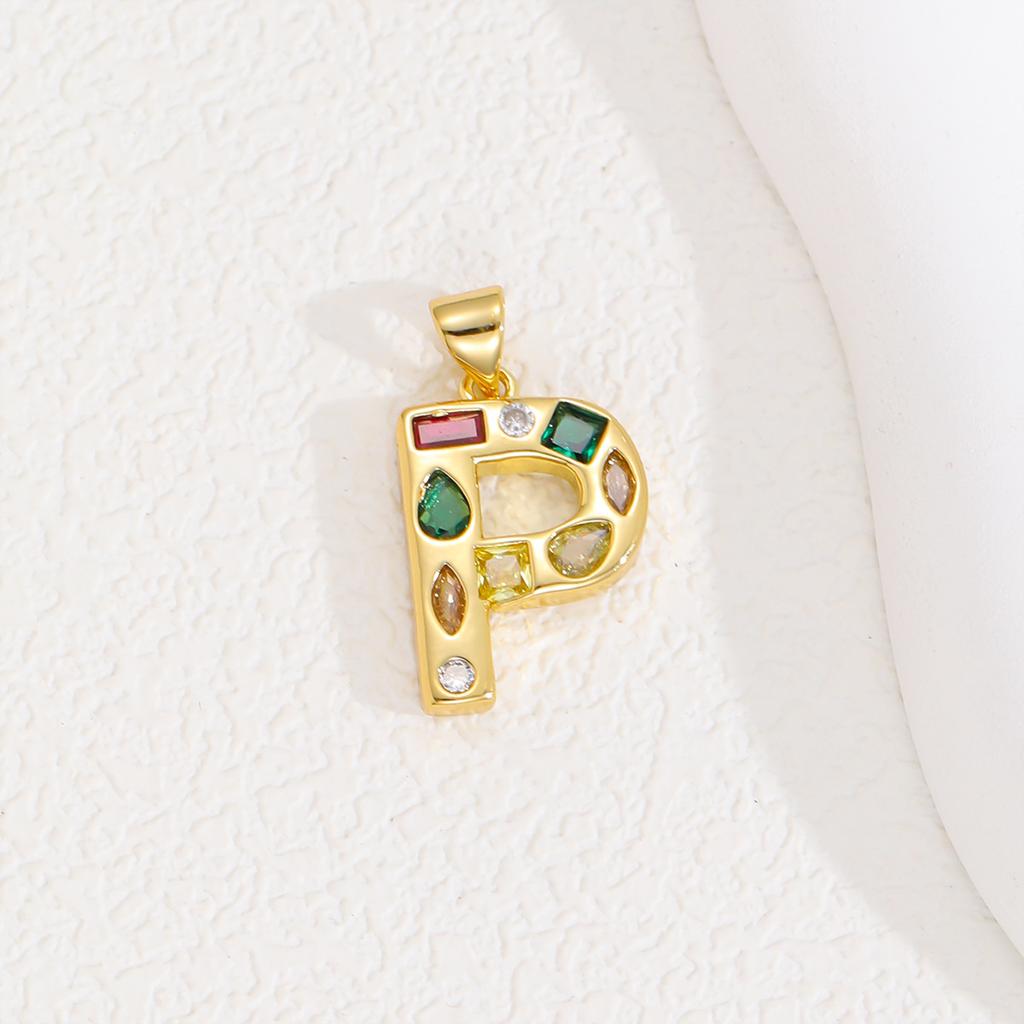 Multicolor Zircon A-Z Letters Pendant Necklace Crystal Water Drop 26 letters Pendant Necklace Gold Plated  Gift for Women