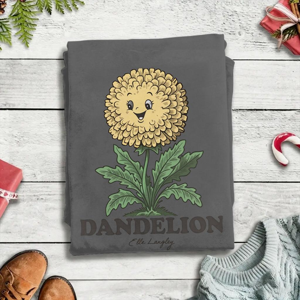Novelty Ella Langley Ivory Groovy Dandelion TShirts for Unisex Crewneck Pure Cotton T Shirts Short Sleeve Tee Shirt Classic Tops