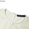 ZANZEA Women Elegant Round Neck Long Sleeve Lace Patchwork Casual Dress