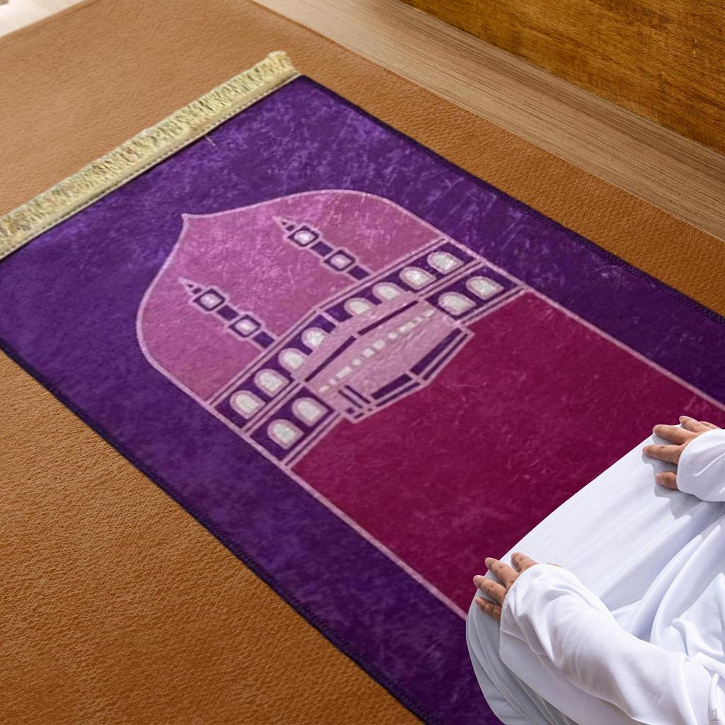 Tappeto da preghiera con nappe, decorazione per adorazione, in velluto, 50 cm x 90 cm
