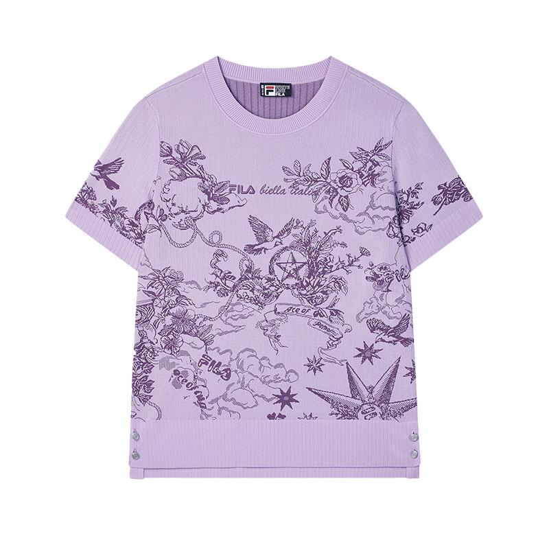 

Fila Модный Удобный Вязаный Топ с Коротким Рукавом Женские топы Светло-Лавандово-Фиолетовый F11W518410FVT S