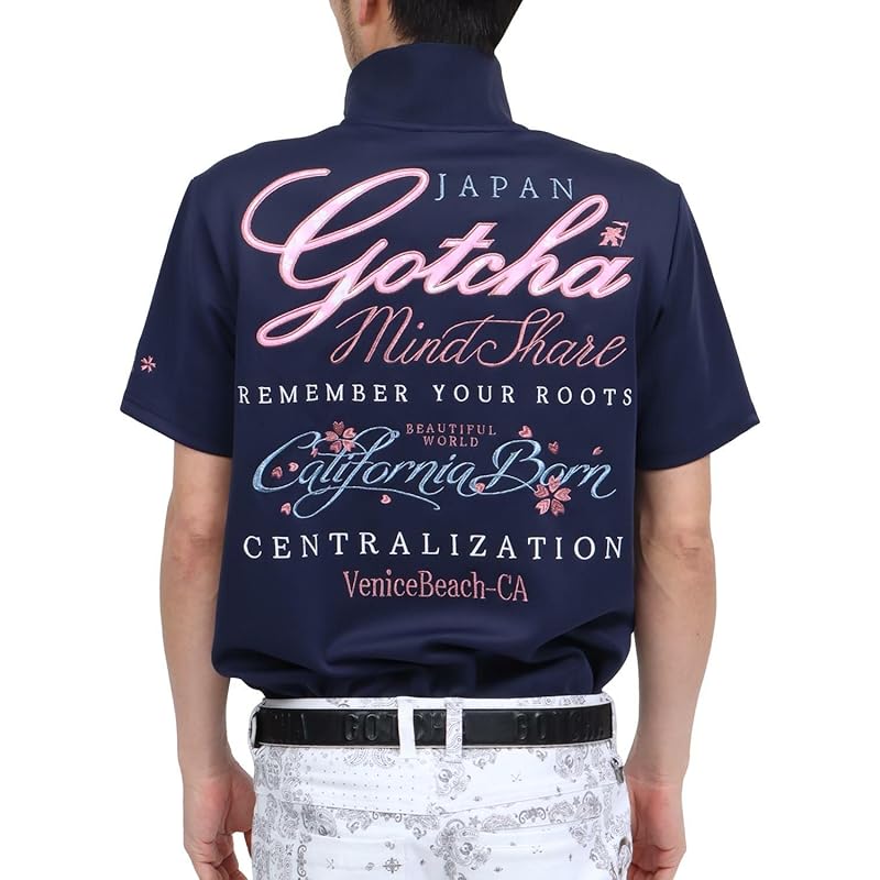 

[Gotcha golf] smooth Shiny Sakura polo shirt men s ladies golf wear short sleeve golf shirt stretch cherry blossoms Japan Japan spring/summer