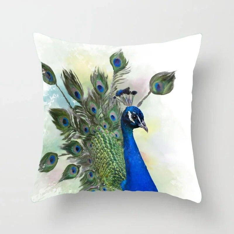 45*45cm Creative Peacock Feather Series Pillowcase Art Life Home Decoration Sofa Office Seat Waist Cushion  Cover