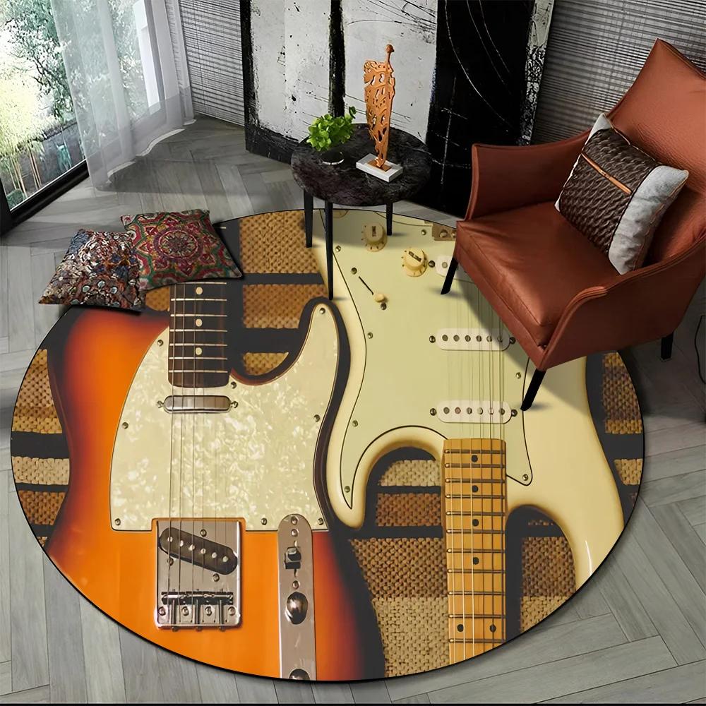 29 Style New Fender Retro Guitar Instruments Music Round Carpet Rug for Bedroom Living Room Sofa Decoration,pet Decor Floor Mat