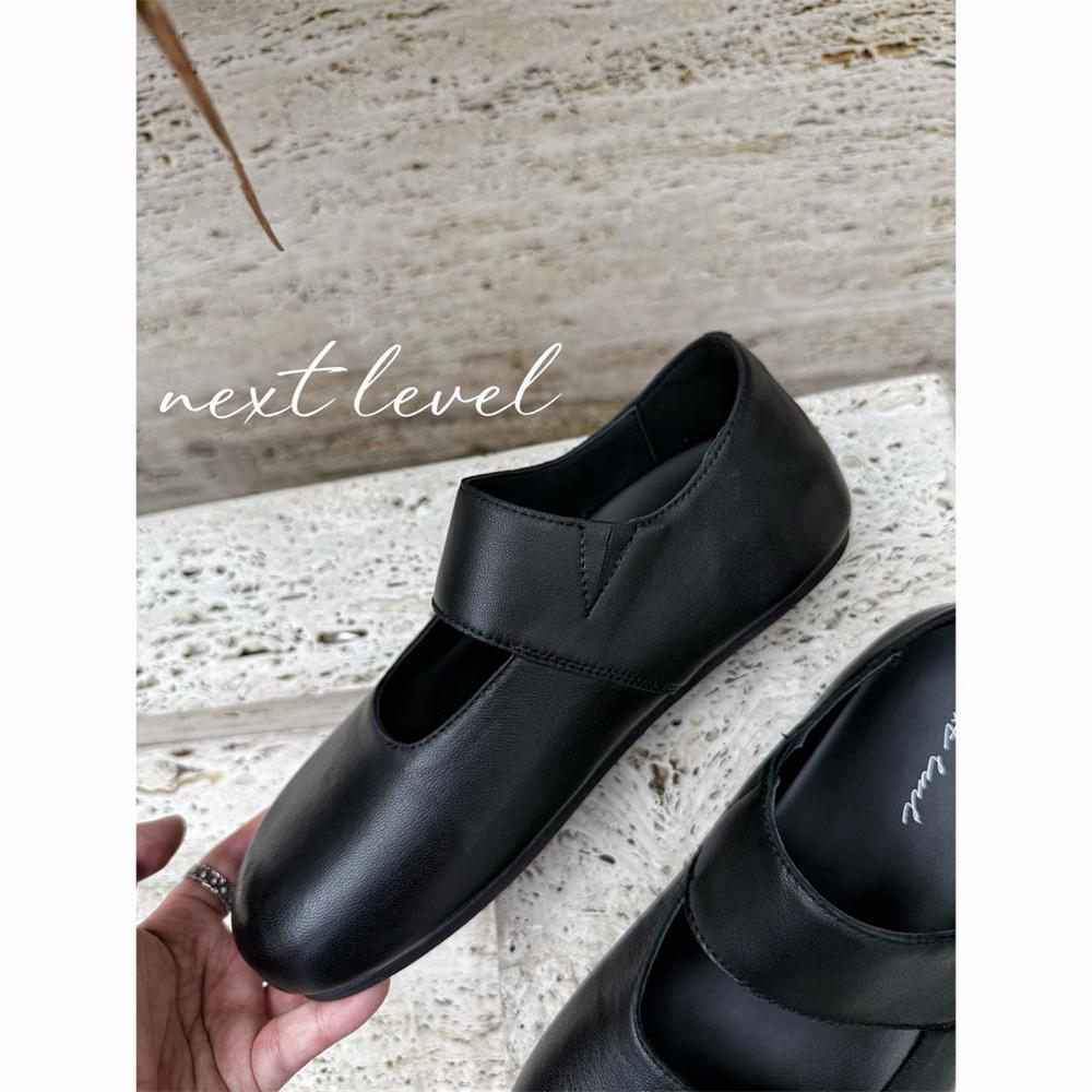 

Inner height increase 5CM Japanese Yamamoto black Mary Jane shoes 2025 autumn and winter small leather shoes bag head one pedal slippers 35