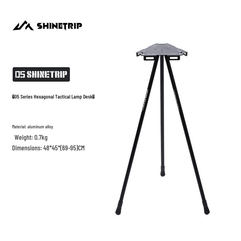 Mountain Fun Hexagonal Camping Table: Portable with 19 Lights, Lifting Storage Rack, and Detachable Aluminum Alloy Design.