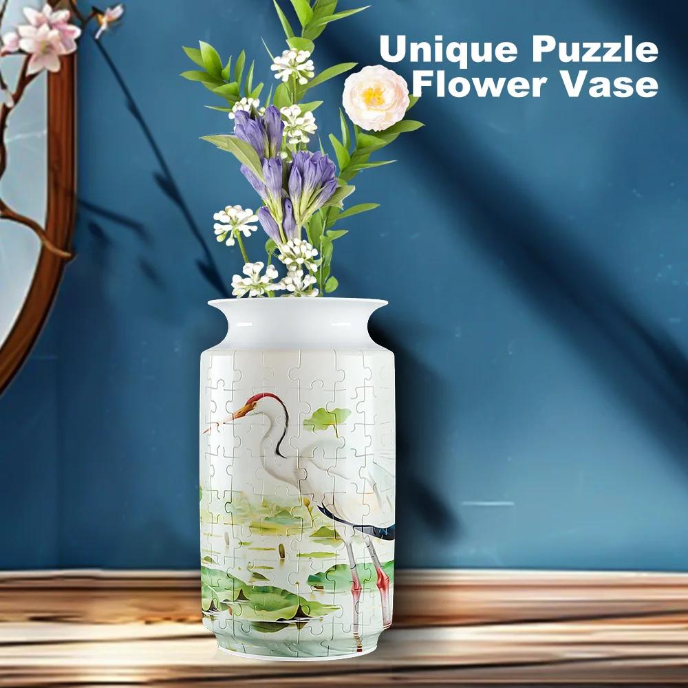 Non-Toxic 3D Flower Vase Puzzle Panda Porcelain Design Made Plastic Home Decoration And Flower Arrangement Housewarming Kids Toys Gifts