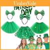St.patrick's Day Lucky Green Clover Sequin Yarn Short Skirt Hoop Festival Adult