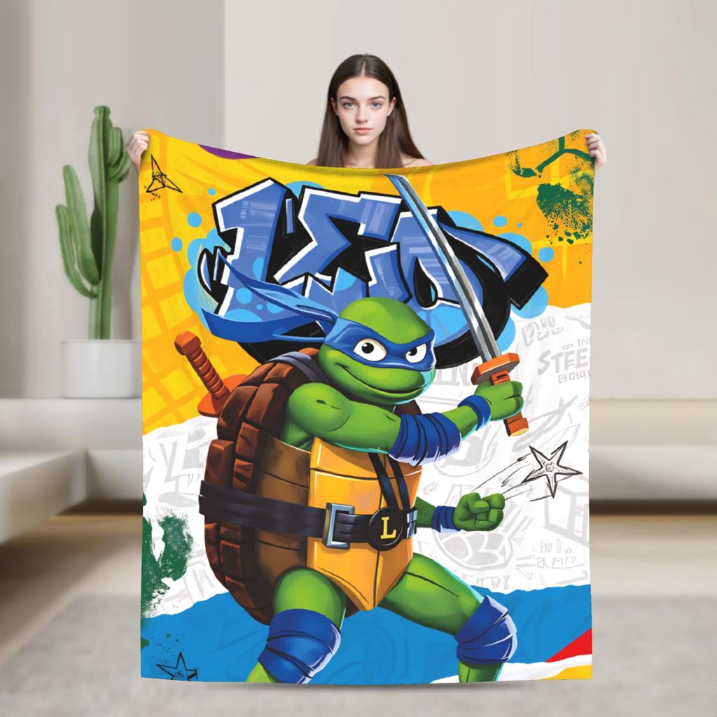 Comic Warm Soft Blankets T-Tmnts Character Decorative Plush Bedding Throws Funny Home Decor Flannel Bedspread Sofa Bed Cover