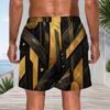 Men Plus Size Green Black Printed Beach Shorts Drawstring Waist Side Pockets Straight Leg