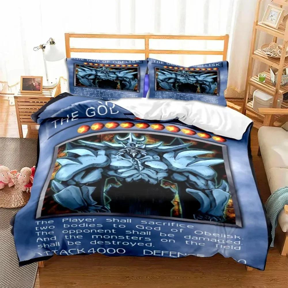 Anime Yu Gi Oh Card Blue Eyes White Dragon Cartoon Bedding Set Single Twin Double Queen King Cal King Size Bed Linen Set