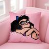 QQuino Cartoon Cute Girl MafaldaM Cushion Cover Pillowcase Short Plush Invisible Zipper Room Sofa Cushion Cover