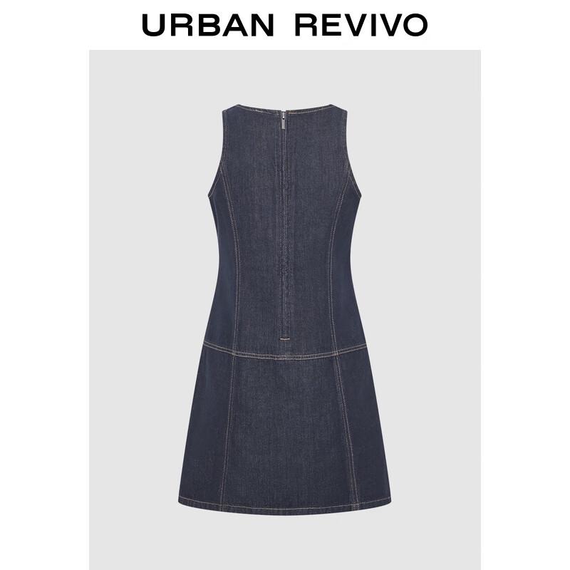 

Женское джинсовое платье без рукавов с контрастной строчкой UR S