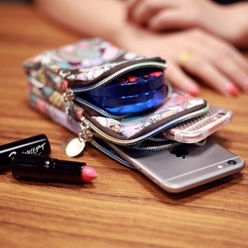 Sport Mini Zipper Pattern Shoulder Bag Wrist Purse For Iphone Xiaomi