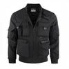 Men's Military Jacket Lightweight Casual Windbreaker Stand Collar Bomber Jackets Coat with Multi Pockets Zip Front Cargo Army Windbreaker for Men
