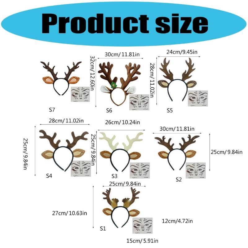 Festive Reindeer Antler Headband Set Includes Decorative Stickers Comfortable Cloth For Kids Adults Christmas Event