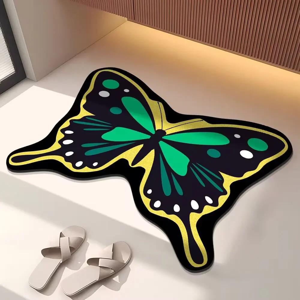 Butterfly Bathroom Absorbent Floor Mat, Diatom Mud, Toilet, Toilet Door Sink, Non-slip Foot Pad, Door Mat