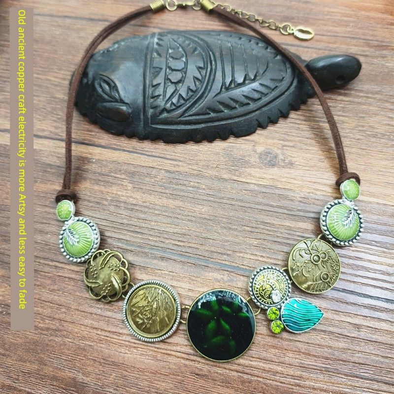 X325 Fashion Retro Ornament Leopard Print Peach Heart Necklace Sweater Chain Necklace Sweater Chain Couple Jewelry [Small]]