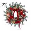 Handmade Wreath for Balcony Christmas Artificial Garland with Pinecones Cinnamon And Red Bows, Decorative Hanging Rustic Pinecone Pendants Winter