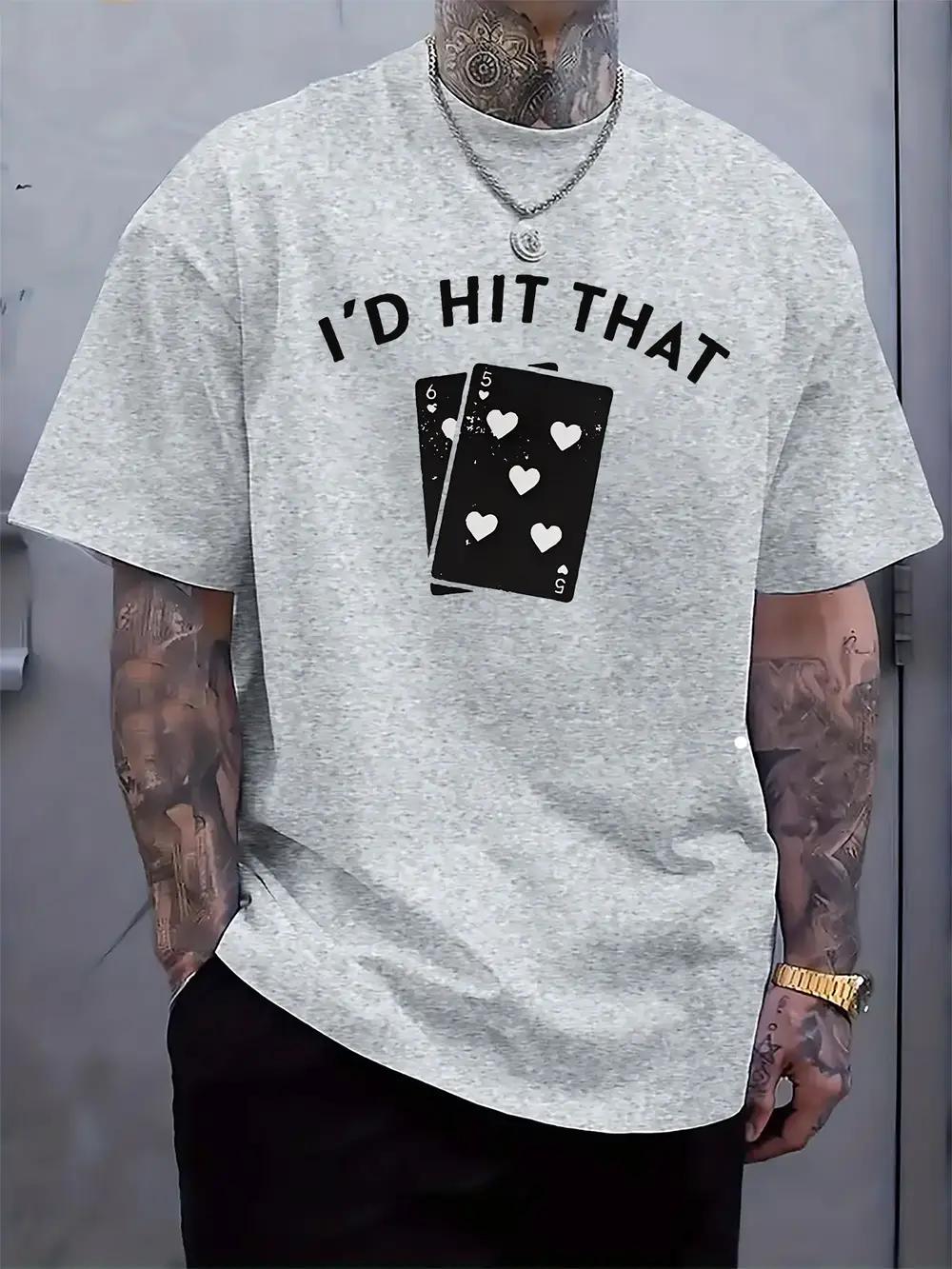 Playful Ace of Hearts Graphic T-shirt - Casual Crew Neck L
