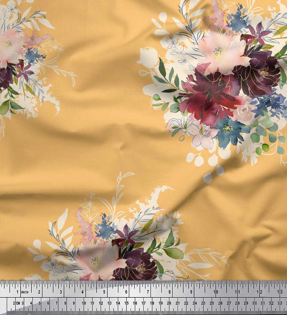 

Чорна поліетиленова крепова тканина Soimoi, листя та півонія, принтована тканина з квітковим принтом, 1 ярд 42 дюйма 42 Inch Wide - Poly Crepe помаранчевий