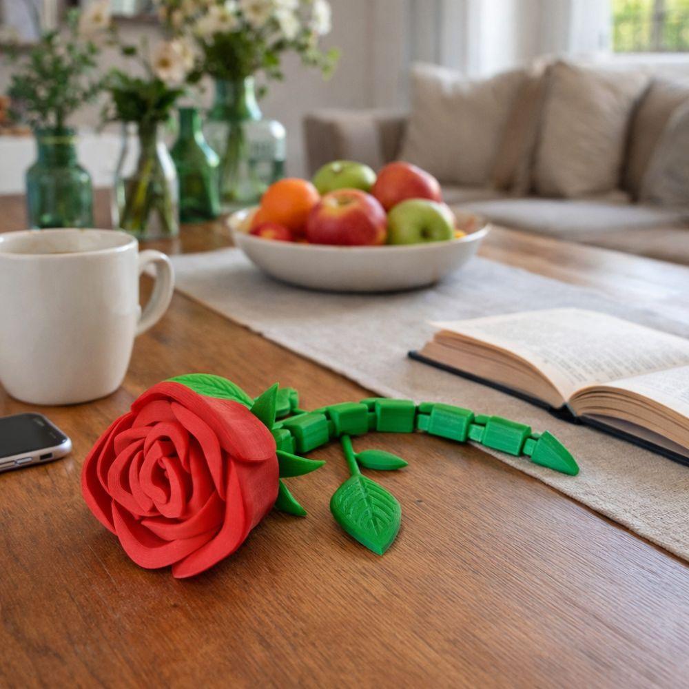 Plastic Simulation Rose Model Funny Rose Flower Figurines Creative Movable Joints Red Rose  Gifts