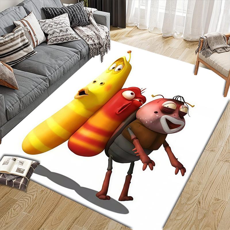 Larva Flannel Pattern Square Carpet,Area Rug,Carpet Rug for Living Room Bedroom Sofa Playroom Decor,Non-slip Floor Mat