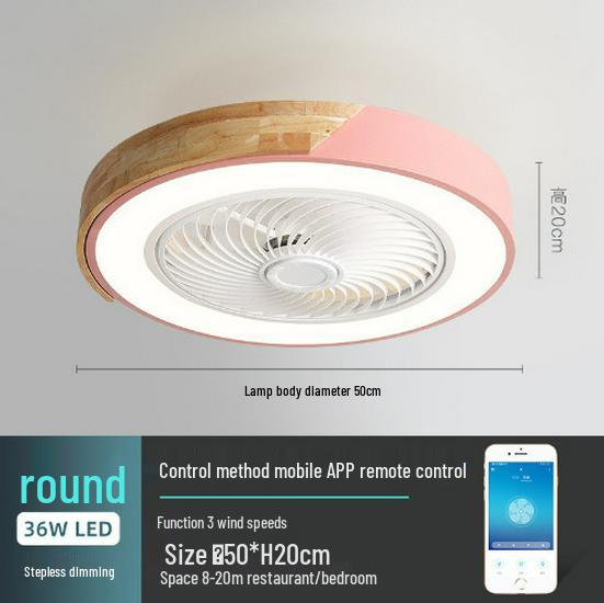

110V Nordic Macaron Invisible LED Ceiling Fan Light for Bedroom, Living Room, Dining Room 220V EU version variable speed 6-speed