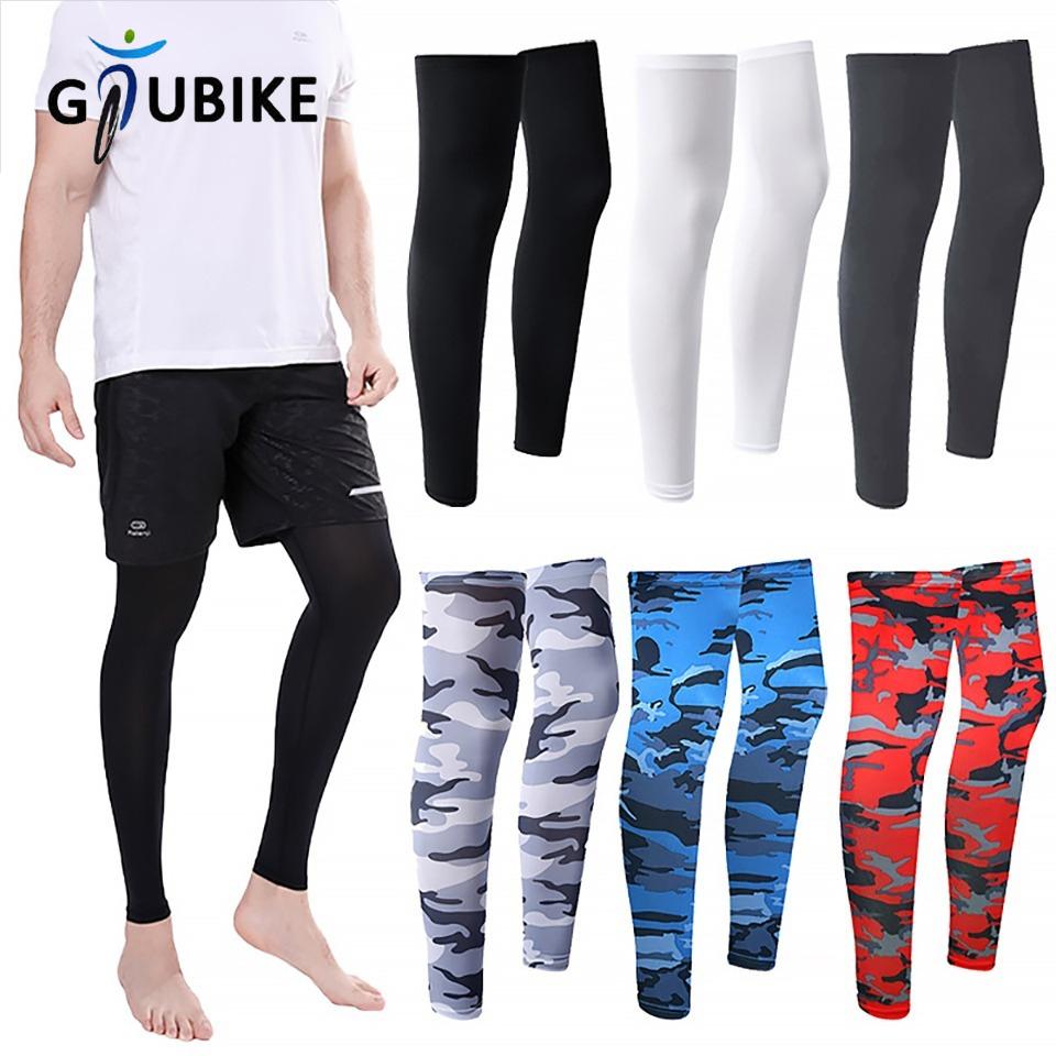 Gtubike 1 Pair Summer Running Cycling Leg Sleeves Ice Silk UV Protection Compression Non-Slip Cooling Sport Gear