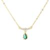 S925 Sterling Silver Retro Emerald Water Drop Tassel Pendant Necklace for Women - Elegant, Versatile High-End Clavicle Chain.