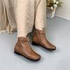Johnature Retro Short Boots With Side Zipper Genuine Leather Soft Sole Comfortable Women's Shoes
