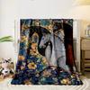 Elegant Floral Horse Motif Blanket bedroom Blanket for Livingroom Couch lunch break Soft throw for Friend's festival Gift